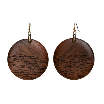 Waves Earrings - Walnut